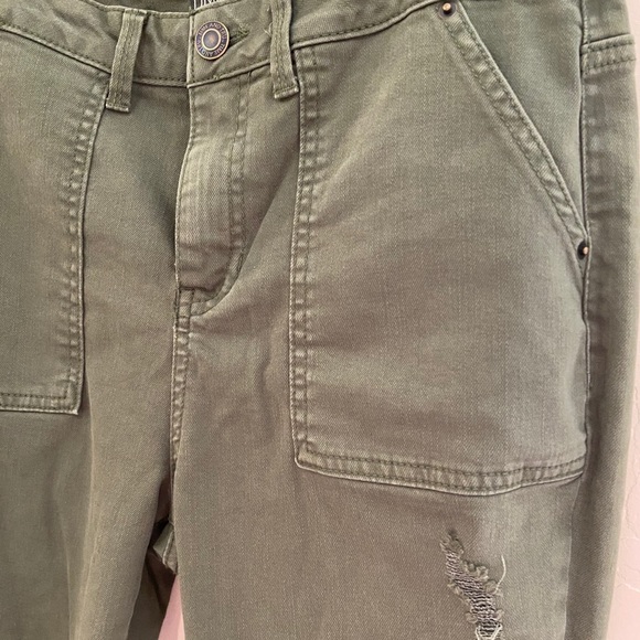 NWOT Green Distressed Stretch Skinny Pants, 10 - Picture 3 of 4
